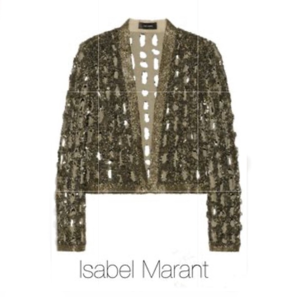 Isabel Marant Glowy Embellished Cutout Cotton Canvas Jacket Size 38 - Picture 1 of 14